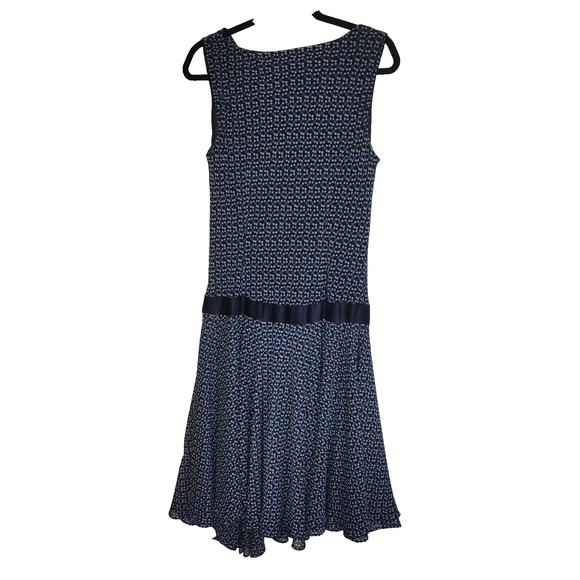 Vintage Miss Dorby Dress Sz 12 Blue Asymmetrical Bottom Chiffon Retro Preppy 80s - Picture 7 of 15